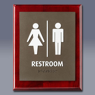 Restroom Sign on wood