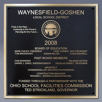Waynesfield-Goshen Dedication Plaque